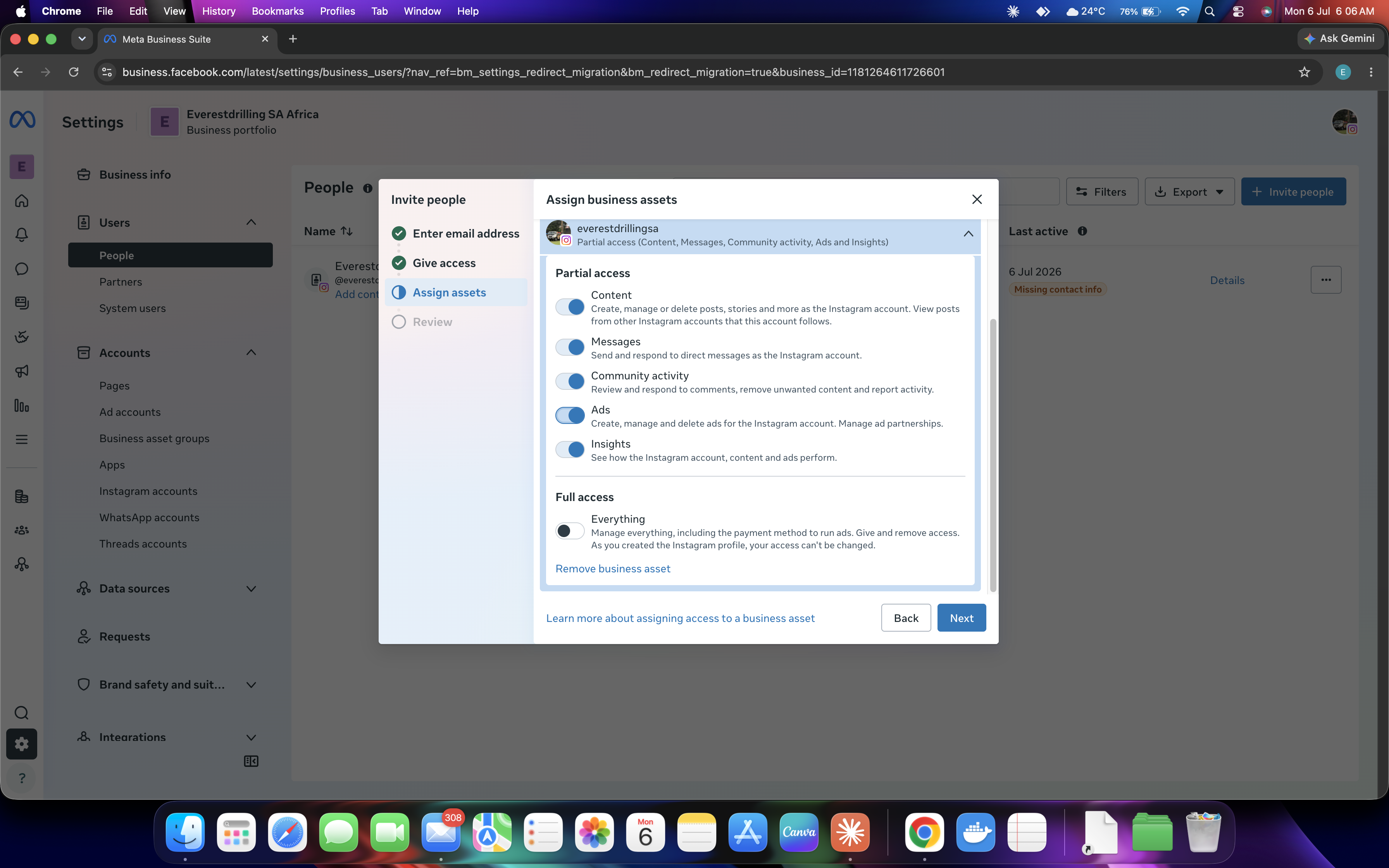 Give Access confirmation